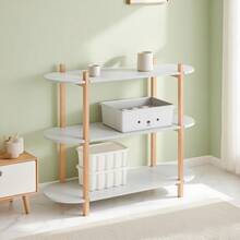 SoBuy Bookshelf Multifunctional Shelf Standing Shelf With 2 Shelves Coffee Table Sideboard Grey And Natural WHT Approx. 100x88x33cm HSTR01-H-HG