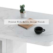 Modern Rectangular Dining Table, 120cm-160cm, Extendable, With Printed Black Marble Top + MDF X-Shaped Table Leg With Metal Base - Putih + Kaca + MDF + Baja + Ruang Hidup Utama - View 10