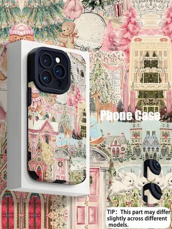 غطاء هاتف شتوي محدود الإصدار بنمط منظر طبيعي ثلجي عتيق بسيط، غطاء هاتف مقاوم للصدمات ومضاد للبصمات من جلد مزيف مخطط عمودي، متوافق مع أجهزة آبل والموديلات الأخرى