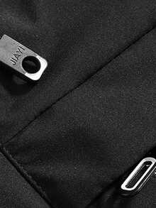 1pc Men's Boyfriend Style Lightweight Outdoor Hiking Camping Running Cycling Windproof Waterproof Insulated Hooded Parka Jacket, Autumn/Winter - Black - View 5