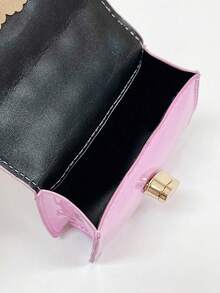 Rhombus Pattern Fashion Mini Pearl Chain Handbag, Mini Children's Shoulder Crossbody Bag, Small Square Bag - Pink - View 2