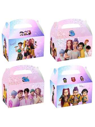 12PCS/24PCS Cartoon Anime Character Figure K Pop DemonHunters Candy Box Ornament Originality Storage Handheld HUNTRX Fashion Party Decoration Christmas Stocking Fillers Valentine's Day Easter Reward Gift Packaging Box