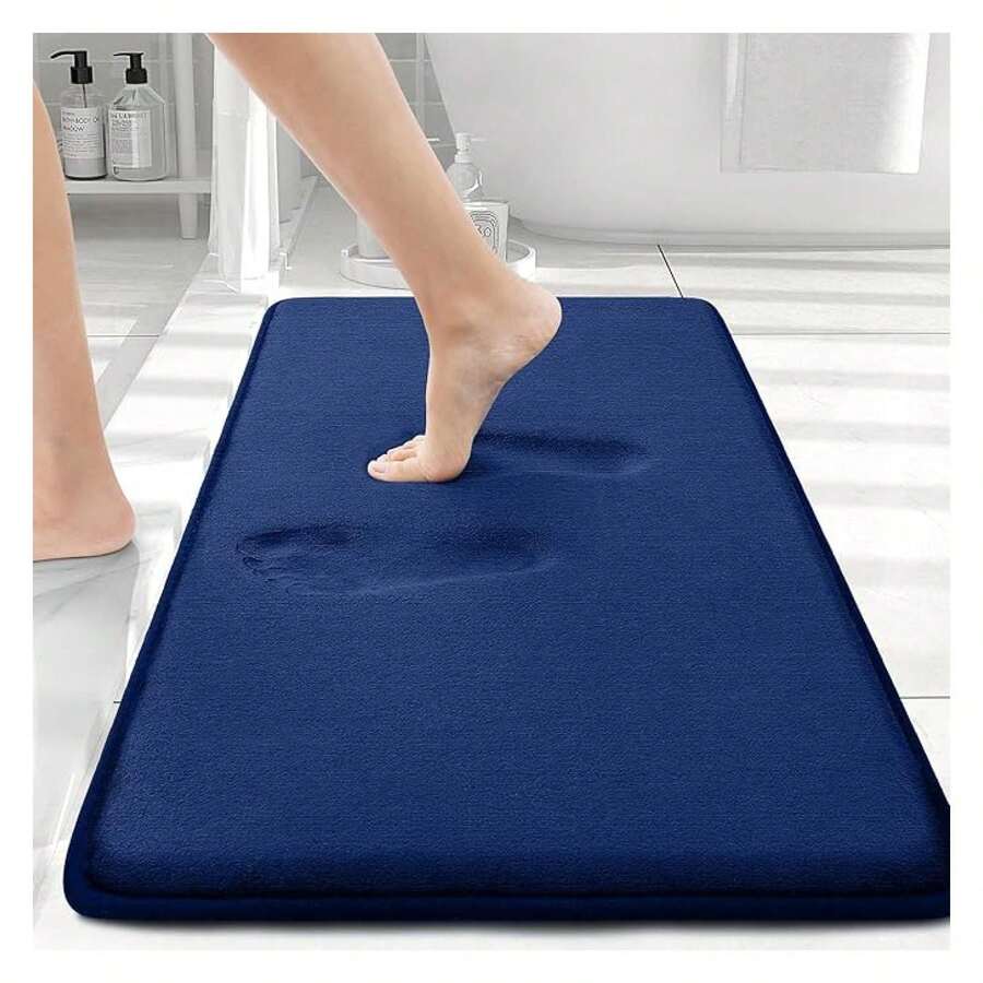Memory Foam Bath Mat 34x21, Extra Soft And Absorbent Bathroom Mats, Non Slip Washable Carpet For Floor, Shower And Tub, Navy Blue - 多色64 - 查看 1