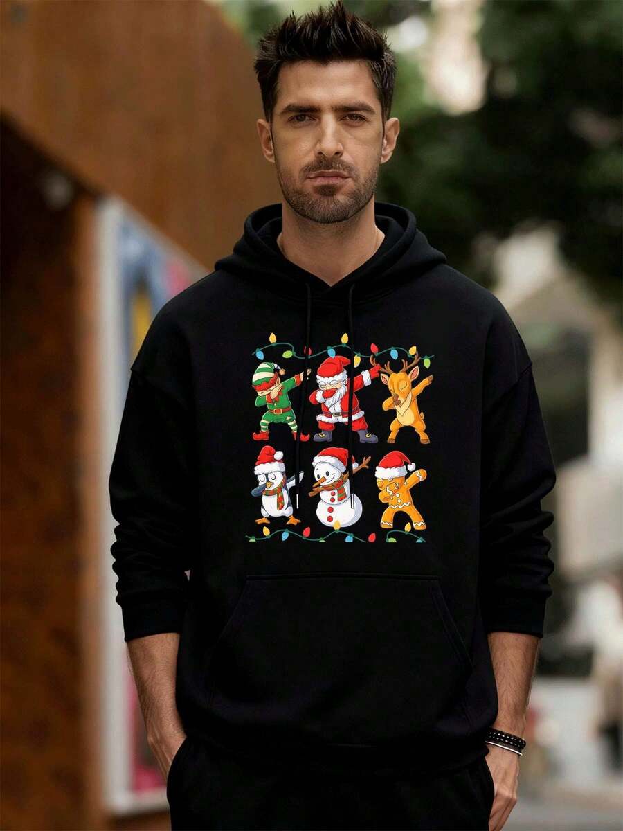 Christmas Santa Claus Hoodie Fall, Premium Fabric, Graphic Design, Casual, Breathable - Black - View 1