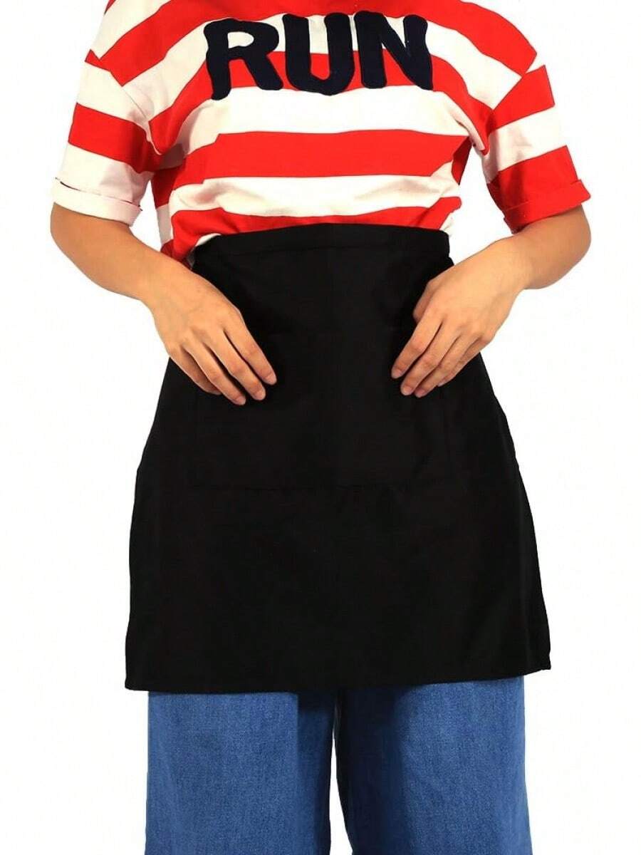 Delantal de Cintura Con 2 Bolsillos , Corto de Media Cintura Para Hogar, Cocina, Pub, Cafetería - Para Mujeres y Hombres, Camareros y Servidores - 1 - Ver 1