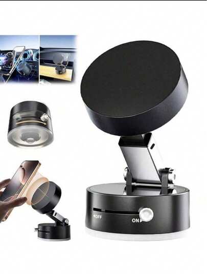 1个真空磁吸手机支架，磁吸式手机支架，360°旋转真空磁吸手机支架，可折叠伸缩双面磁吸手机支架，适用于所有手机，可用于汽车、镜子、健身房、厨房等场所，解放双手的便携式手机支架，兼容、安卓手机，生日礼物，送给家人、朋友的汽车配件，车载手机支架，包含：铁环*1，六角扳手*1，PC镜面贴纸*1，兼容、安卓手机，生日礼物，送给家人、朋友的汽车配件，夏季浴室厨房礼物，生日手机配件，承重力强。