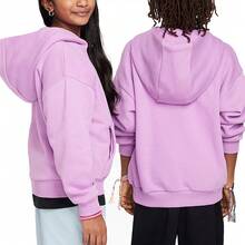 Sudadera con bolsillo canguro de ajuste holgado y hombros caídos de felpa para adolescentes de Nike - Rosa - Ver 2
