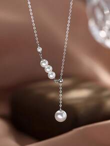 1件S925纯银圆珠流苏项链，可定制法式锁骨链，时尚奢华优雅百搭项链，女士礼物 - 流蘇 - 查看 9