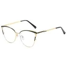 Fashionable And Minimalist Cat-Eye Plain Glasses With A High-End Look For A Natural Makeup Look,  Light, Metal Frame, Suitable For Business And Office Use - 黑色 - 查看 2