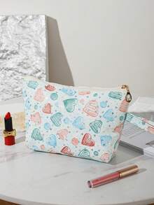 1-3pcs Multi-Color Full Print Big Heart Makeup Bag Handbag, Multi-Functional Cosmetic Organizer Bag, Portable Travel Accessories Storage Pouch, Large Capacity Zipper Pencil Brush Bag, Suitable For Travel, Party, Gift, Dorm, Beauty Tools, Holiday Essentials Make Up Bag Makeup Pouch Cosmetic Bag Toiletry Bag Wash Bag Travel Essential Cruise Essentials Vacation Essentials For Men Women