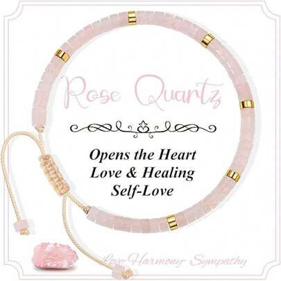 Pulsera elegante de cuarzo rosa - Piedra natural, diseño delicado de cristal para protección espiritual y meditación, regalo perfecto para mujeres