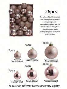 42pcs Champagne Christmas Ball Decoration Set, 3/4/5cm Christmas Ornament Balls, Christmas Tree Hanging Pendants, Shiny Christmas Ornaments, Suitable For Christmas Tree Decoration, Shatterproof Christmas Hanging Balls, Applicable For Christmas Party, Home Decor, Room Decor, Christmas, Holiday Wedding, Christmas Tree Decoration, Christmas Decoration, DIY Christmas Ornaments