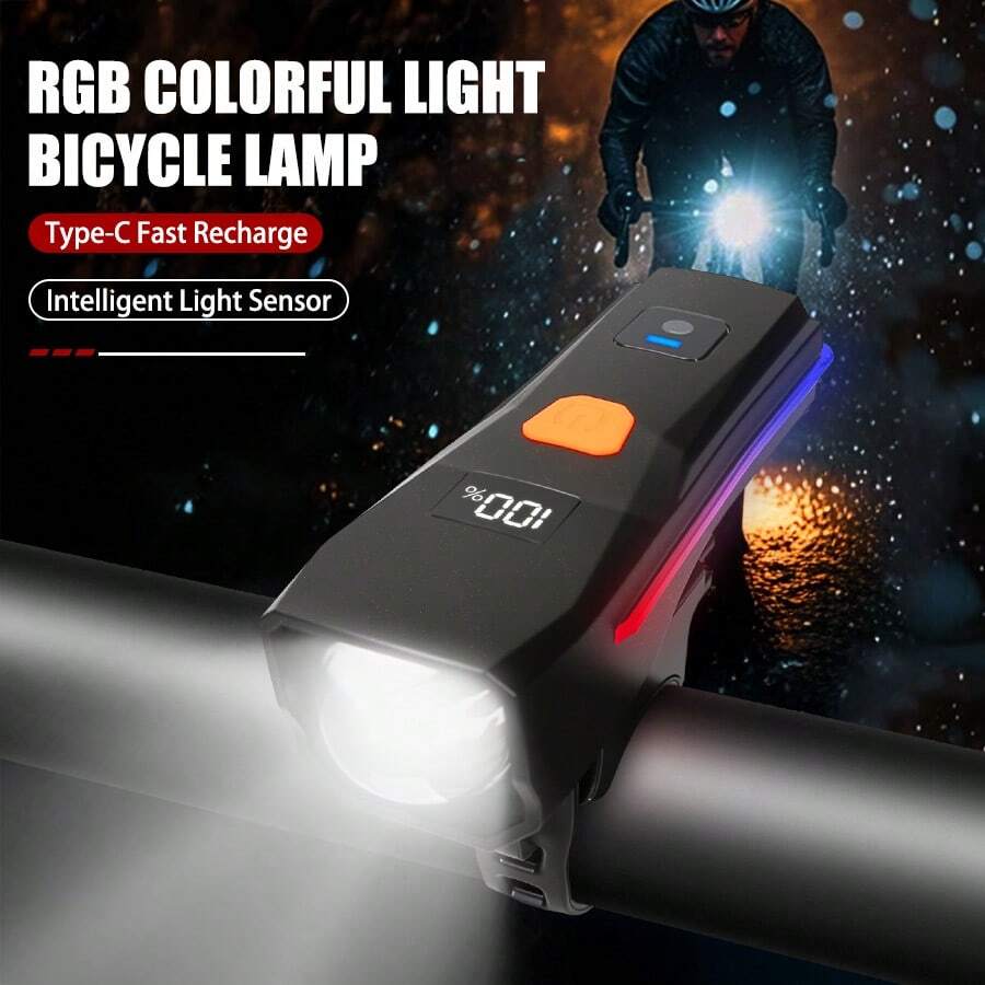 1PC LED Bike Bicycle Light Type-C Rechargeable Road Bike Front Back Headlight Lamp Flashlight Cycling Light Cycling Accessories - Multicolor - View 1