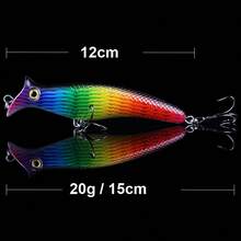 Qxo Popper Shad River 钓鱼路亚水面路亚 12cm 20g Whopper Plopper 金属冬季海冰硬饵钓鱼用品 - 彩色 - 查看 8