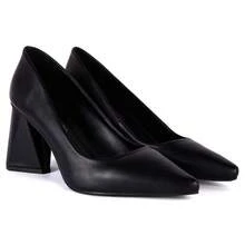 Women's Patent Leather Pump With Medium Block Heel (7.5cm), Pointed Toe, Elegant, Luxurious, Comfortable, And Non-Slip. - màu đen - Xem 2