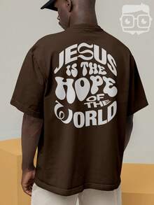 Oversized Streetwear T-Shirt Jesus Yeshua Christian Print REF 3253 VEST NERD - 鏽棕色 - 查看 8