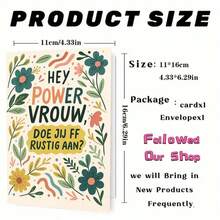 بطاقة تهنئة زهرية مُمكِّنة مع مغلف (11 سم * 16 سم) - تصميم "مرحبا بك أيتها المرأة القوية"، منظر زهري بوهيمي مع نباتات نابضة بالحياة، مثالية للنساء والأصدقاء، مناسبة للتشجيع والتقدير، بطاقة تهنئة | بطاقة تمكين | بطاقة ورقية