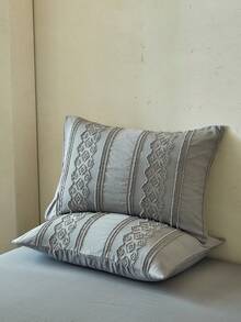 2/3-Piece Gray Tufted Textured Polyester Duvet Cover Set, A Unique Bohemian Retro Bedding Set, Suitable For All Seasons (1 Duvet Cover + 1/2 Pillowcases), Soft And Breathable, No Filling.