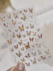 1 Stück glänzender Herbstblatt-Schmetterling Tier Insekt fliegender Schmetterling irisierender 5D Nail Art Aufkleber leuchtende Natur Fantasy Maniküre Abziehbilder für Frauen verzauberte Flügel Nagel Aufkleber für lange und kurze Nägel selbstklebende Dekoration