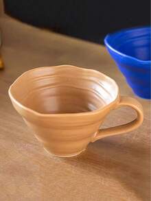 1 pieza Taza de café de cerámica práctica con textura - Multicolor - Vajilla duradera, perfecta para el café y el té diarios, esencial de cocina funcional y de