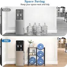 5 Gallon Water Jug Holder, Water Jug Stand With Wood Storage Shelves, 5 Gal Water Bottle Holder Storage Rack With Water Dispenser Stand For Home/Office/Garage Organizer (Rustic Brown Wood) - màu đen - Xem 6