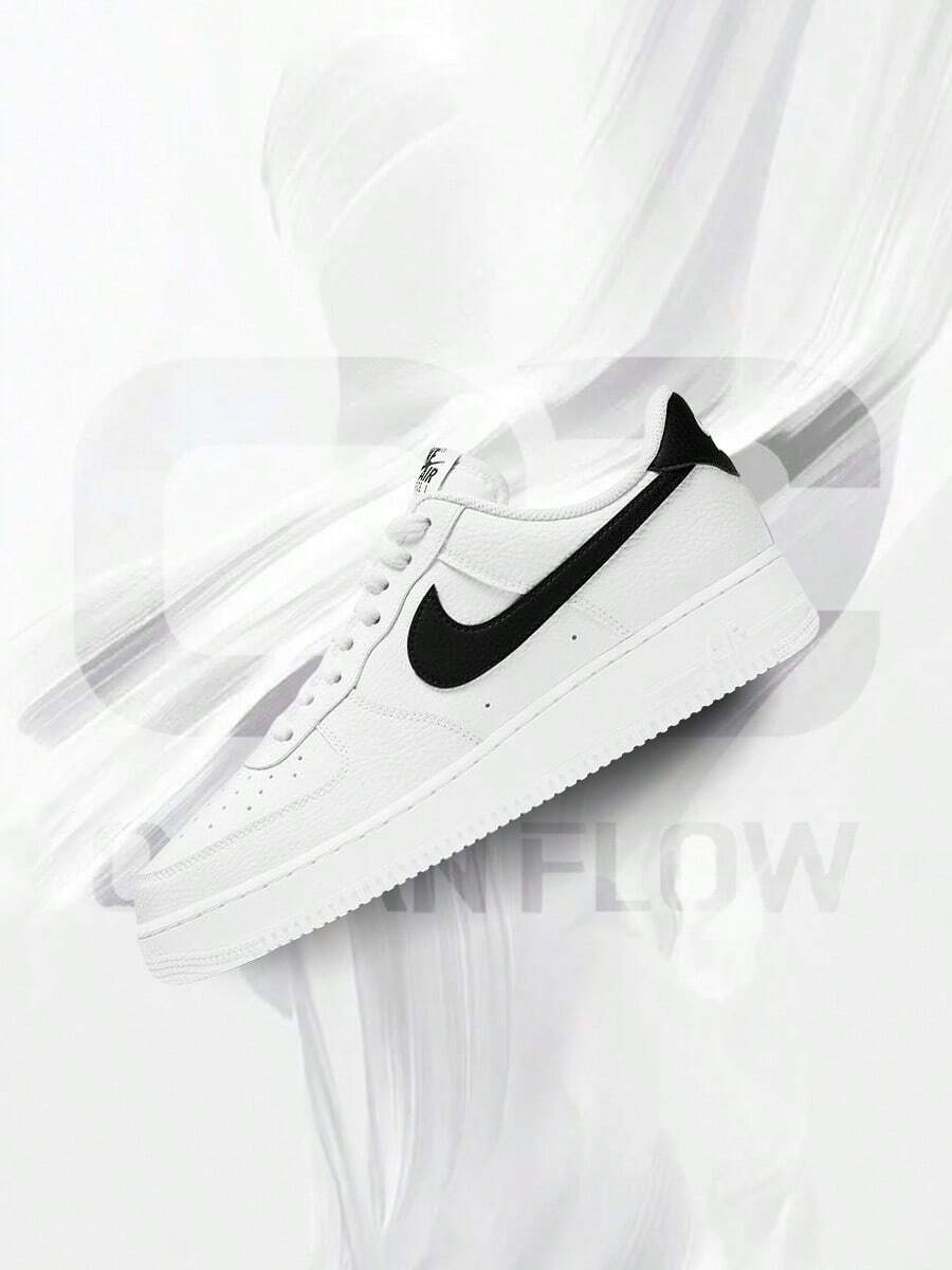 Nike Air Force 1 Low '07 White Black Pebbled Leather– Men's Lifestyle Sneakers – Shoes For Man -Vintage-Spring & Summer-Inspired Running Shoes, Shock-Absorbing Comfort, Gym To Streetwear Casual Wear-Easter Gift–CT2302 100 - White/Black - 查看 1