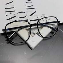 Ultra-Lightweight Anti-Blue Light Plano Glasses For Women, Large Frame. - 黑色 - 查看 2