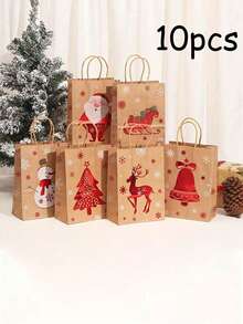 Christmas Gift Bag With Handle - Santa Claus, Reindeer And Snowman Pattern, Christmas Shopping Bag, Storage Bag, Tote Bag, Suitable For Holiday Shopping And Party Gifts, Christmas And Valentine's Day - Multicolor - View 15