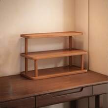 1件复古三层木质桌面收纳架，多功能桌面整理架，可用于放置办公用品、书籍、杯子、厨房调料、台面展示，适用于厨房、卧室、客厅、办公室等场所。