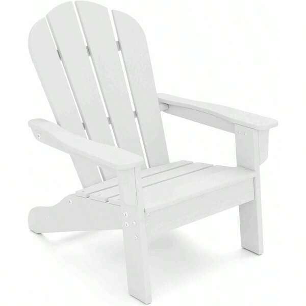 Kid's Adirondack Chair AllWeather HDPE Toddler Lawn Chair With Ergonomic Design Kid's Outdoor Patio Furniture For Toddlers Boys Girls Ages 38 Years Old White