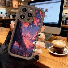Cubierta de telefono con borde negro diseño de puesta de sol urbana sobre puente rojo y naranja para uso diario y trabajo - Café integral - Ver 7