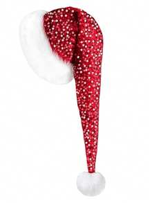 1顶加厚亮片圣诞帽，红色长款亮片圣诞帽，节日气氛帽，贝雷帽，圣诞老人和圣诞奶奶节日头饰，适合圣诞派对、游行、办公室活动和家庭聚会。 - 彩色 - 查看 7