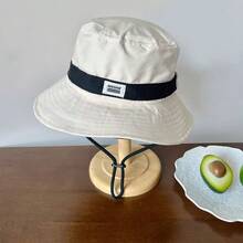 1pc New Fashionable Personalized Versatile Retro Colorblock Bucket Hat, Summer Outdoor Camping Hiking Sun Hat With Drawstring, Suitable For Spring Summer Autumn - Contrast Color Bucket Hat - View 21