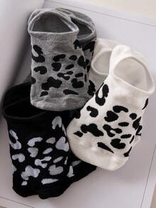 5 Pairs Of Women's Ankle Socks, Leopard Print Invisible Socks, Easy And Comfortable, With Random Colors - Multicolor - View 4