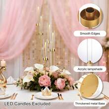 4pcs Metal Candelabra Tall Floor Candle Holder With Acrylic Lampshade For Wedding Table Centerpieces ,39.4'' Tall Gold Floor Candelabra Candlesticks Holder For Birthday Party Home Decoration Event Decor Fit LED Taper Candles