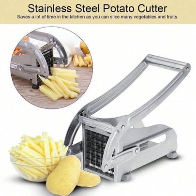 Chip Cutter,French Fry Cutter, Stainless Steel Potato Cutter, Potato Slicer, Includes 2 Blade Size Cutter Options