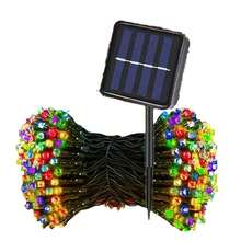 1 paquete de 12M 100 luces LED solares, luces de hadas impermeables para jardín, patio, árbol, fiesta de Navidad, exterior, centro comercial, decoración de calles - Cadena de luces solares desnudas - Ver 9