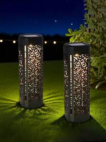 4pcs/8pcs Outdoor Solar Lawn Lights, Rectangular Circular Hollow Garden Projection Lamps, Equipped With 600 MAh Batteries And Waterproof IP44 Rating, Featuring Geometric Pattern Reflection Effect, Automatically Switch On/Off According To The Change From Dusk To Night, Are Highly Suitable For Outdoor Gardens, Lawns, Terraces, Balconies And Family Courtyards As Decorative Lighting. - Ánh sáng ấm áp - Xem 8