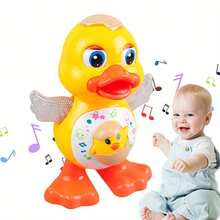 Interactive Dance Duck Toy Music, Dynamic Lights & Blinking Effects, Educational Cartoon Animal Toy, Suitable For 2+ Years Old, Durable Plastic, Perfect Gift For Halloween & Christmas, Interactive Playtime, Educational Toy,Duck Toy,Baby Boy Toys - 黃色 - 查看 2