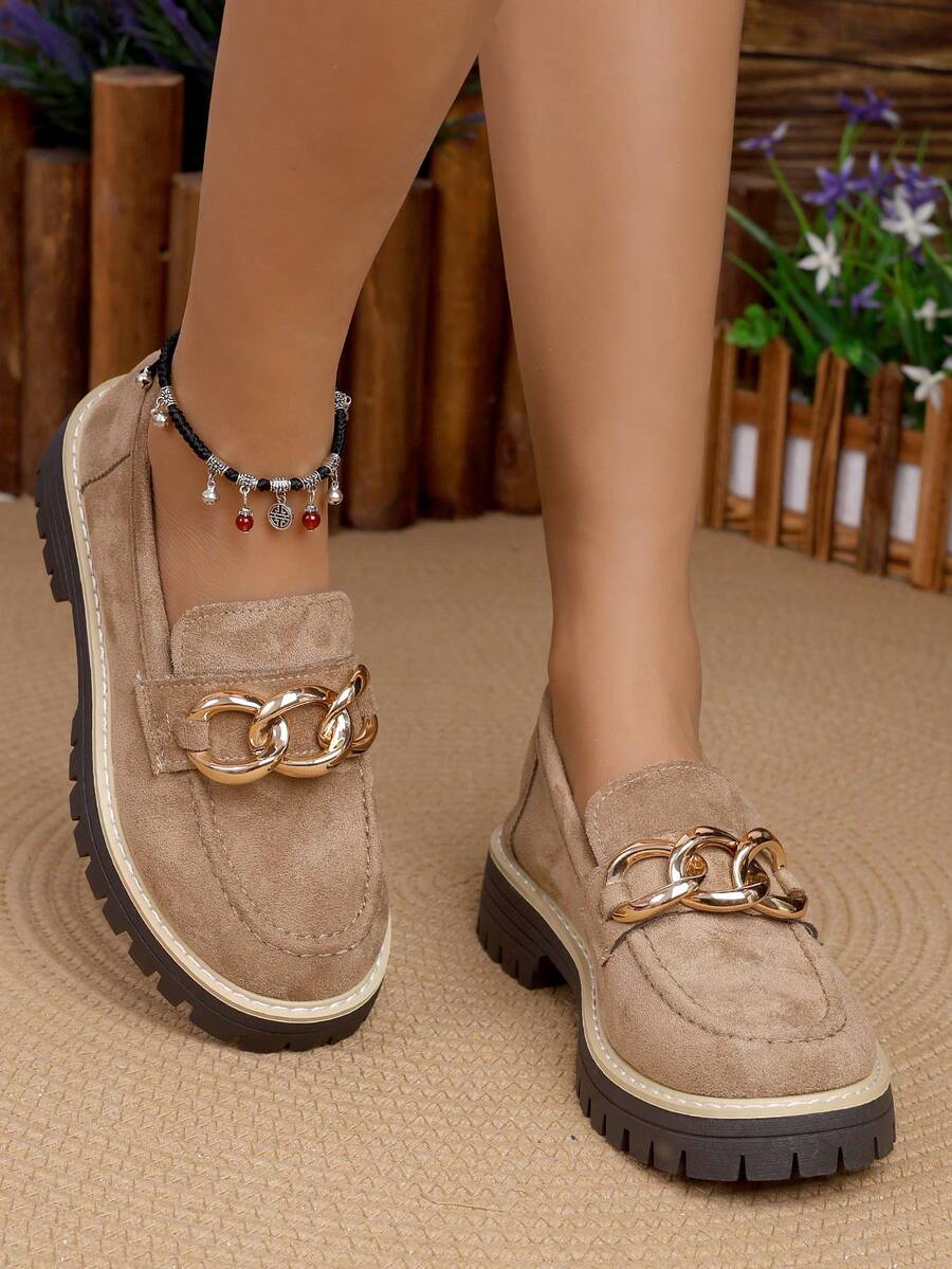 Women's Thick Sole Fashionable Casual Comfortable Lightweight Breathable Versatile Sneakers - Beige - View 1