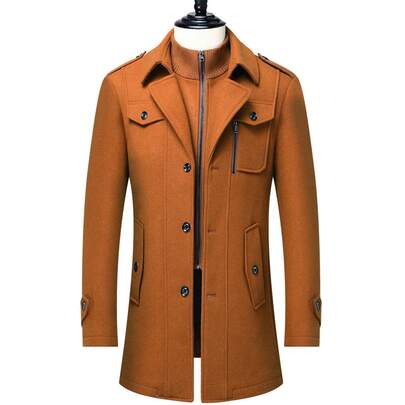 Abrigo de lana con doble cuello para hombres, ropa de abrigo de lana para hombre, moda masculina para otoño e invierno