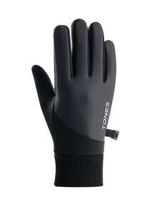 1 双男女通用冬季保暖骑行手套，户外运动触屏摩托车骑行手套，防风防水防滑滑雪徒步手套 - 印花羅口 - 查看 15