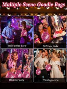 3/6/12 piezas Bolsas de regalo de fiesta de discoteca Bolsas de obsequios con bola de discoteca Bolsas de tela Suministros de los años 70 y 80 para decoración de despedida de soltera, cumpleaños, boda, baby shower - Multicolor - Ver 11