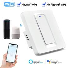 Chevolink Wif 小按钮智能开关 U 型支架白色壁灯开关，兼容零线和无零线（Ndudes Capadto AC220-240V-Wors With Alera And Tya Smart Life）