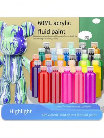 60ml Pintura acrílica fluida de oso, secado rápido hecho a mano para muñecas, juguetes de resina, osos fluidos, decoración artesanal creativa