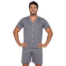 Men's American Pajamas / Button-Down Pajamas - Grey - View 1