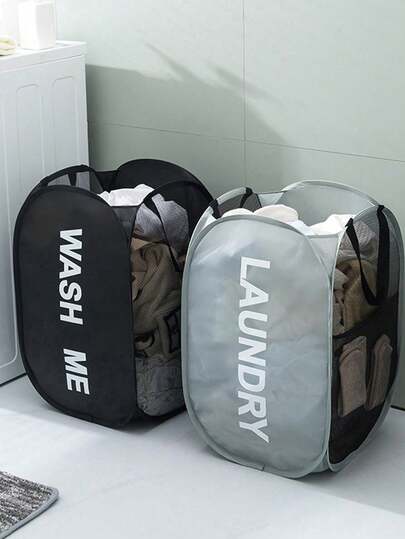 1pc Foldable Popup Laundry Hamper - Collapsible Dirty Clothes Basket With Sturdy Handles, Space-Saving Storage For Bathroom/Bedroom/Laundry Room, Winter Household Essential & Christmas Gift