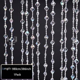 10m/Pack Acrylic Bead Garland, Colorful Transparent Bead Chain, For Christmas Tree DIY Decoration, Wedding Birthday Decor Beaded Strings, DIY Curtain Decoration