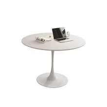 Set Of 4 Metal Dining Chairs, Steel Legs And PU Leather Seats, High Back Armless Dining Chairs, For Kitchen, Living Room, Black - White Table - View 8