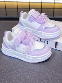 新款春秋季卡通公主风真皮休闲运动鞋，女童款 - 紫色 - 查看 3
